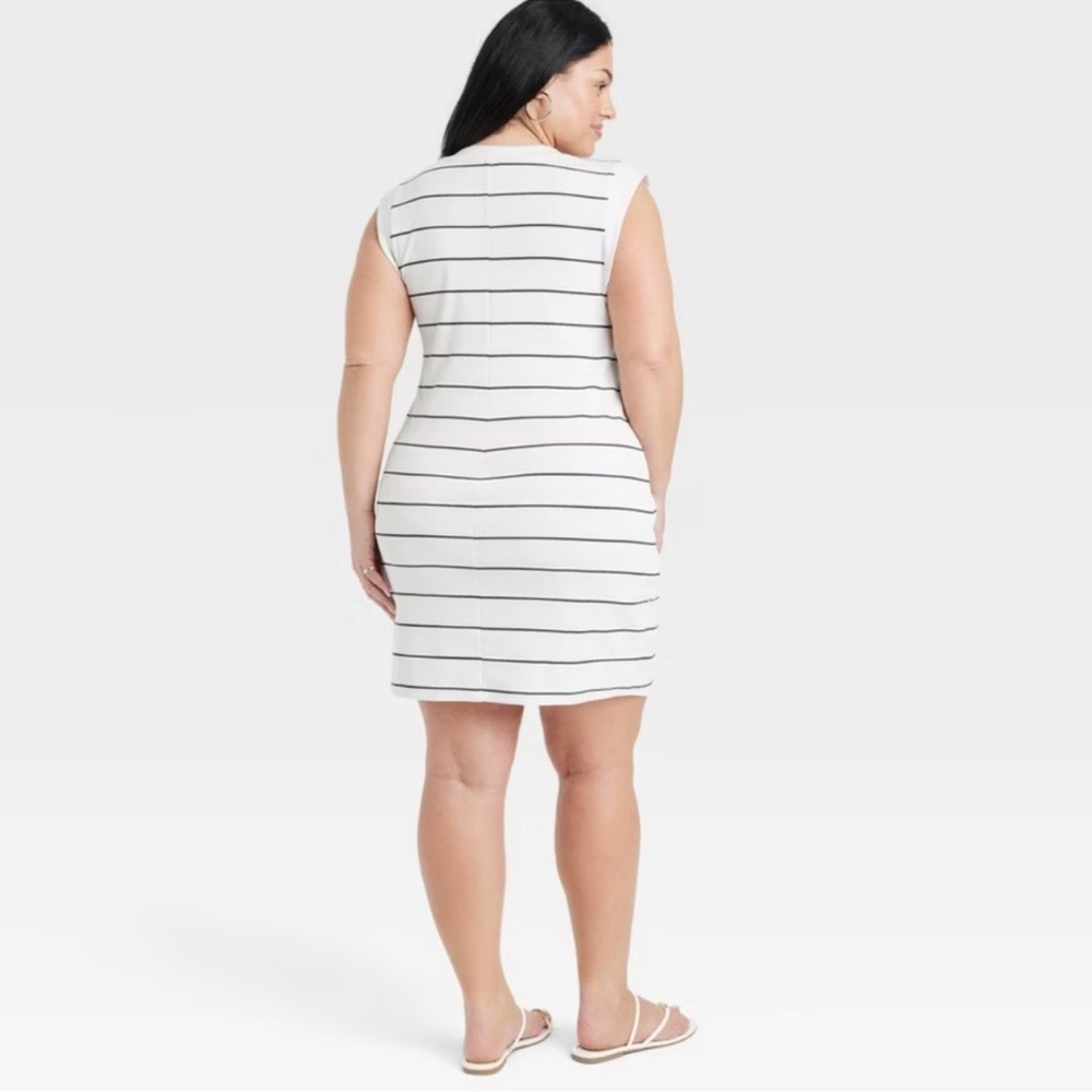 NWT A New Day White Black Striped Sleeveless Dress Size 1X - Picture 3 of 3